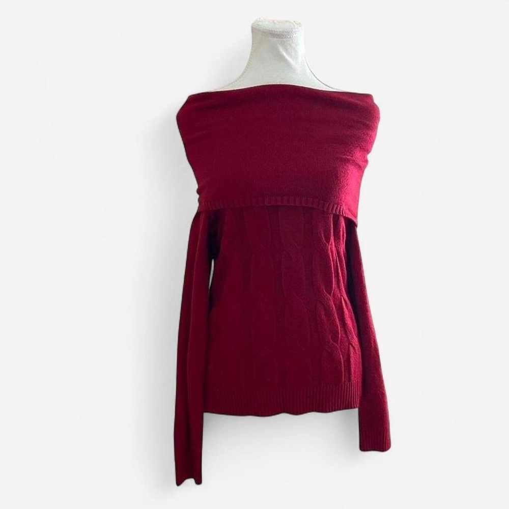 Suzy Shier Off-Shoulder Burgundy Sweater
